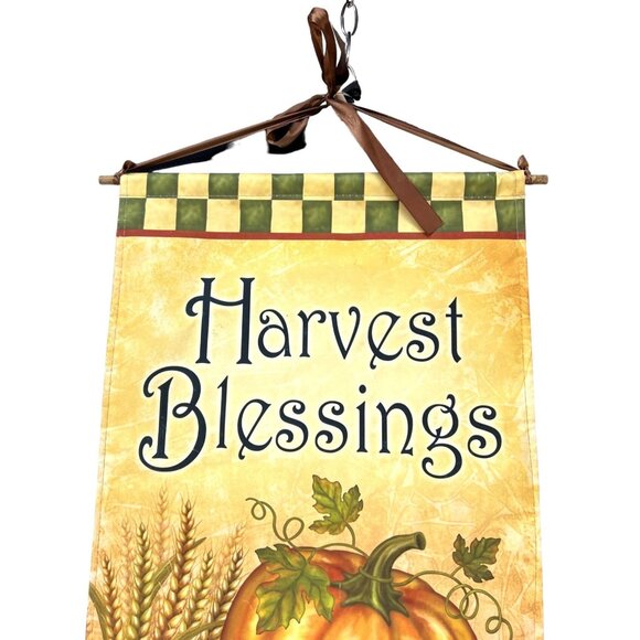 Fall Harvest Blessings Wall Hanging Banner - 32" x 15.5" - Pumpkins Corn Acorns - Picture 5 of 9